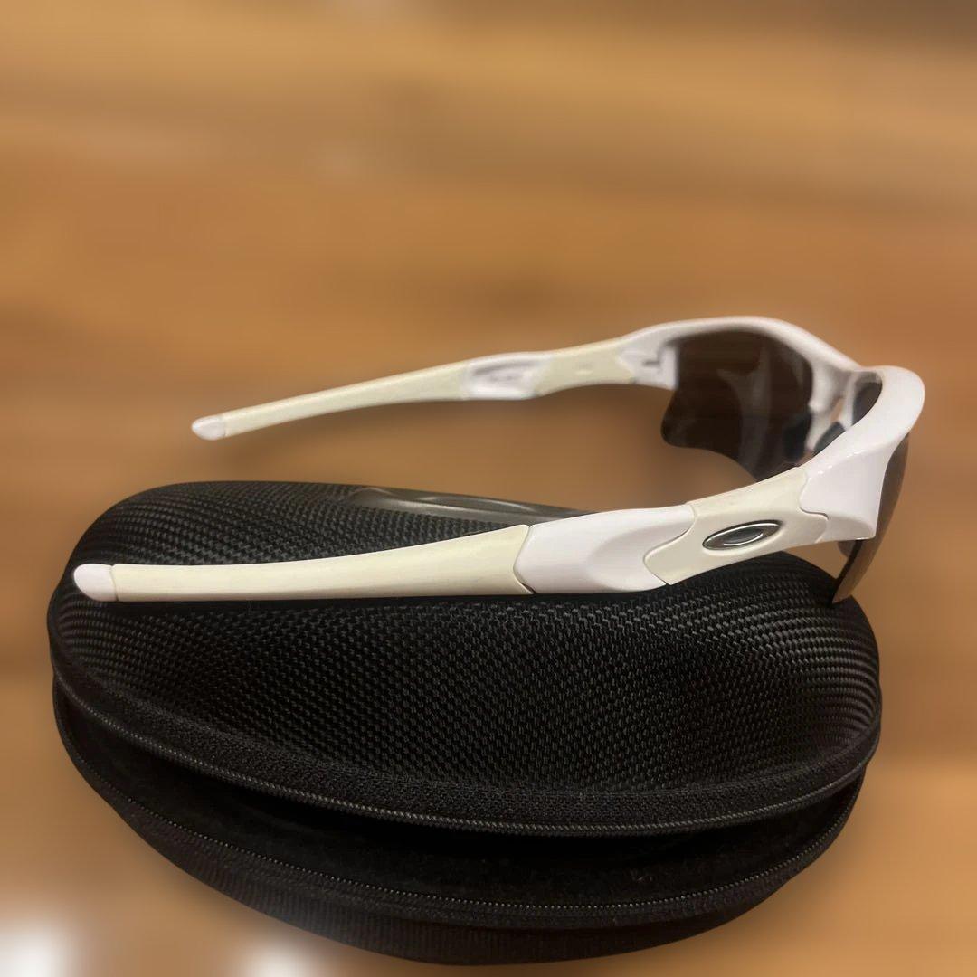 OAKLEY スポーツサングラス ホワイトフレーム ブラウンレンズ
