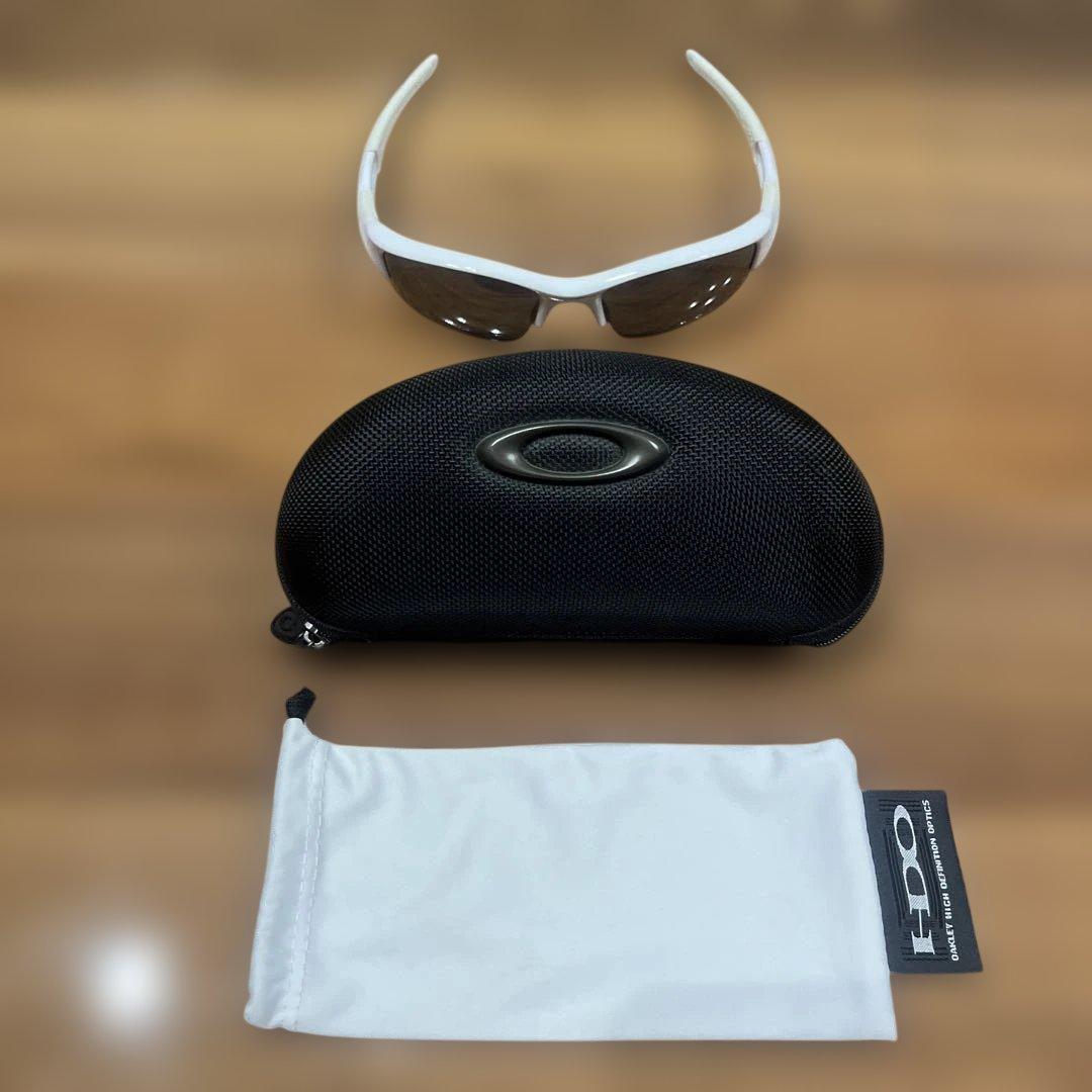OAKLEY スポーツサングラス ホワイトフレーム ブラウンレンズ