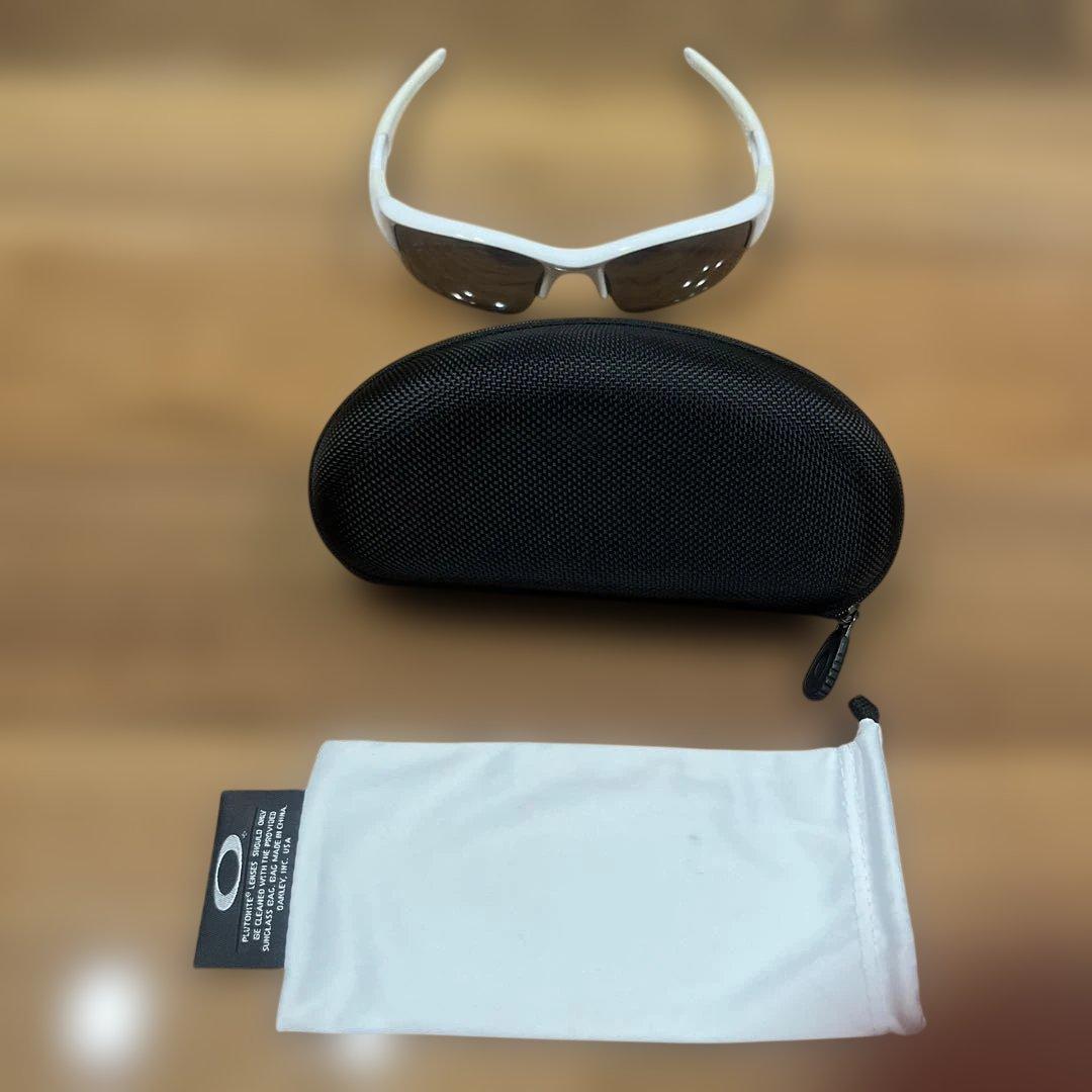 OAKLEY スポーツサングラス ホワイトフレーム ブラウンレンズ