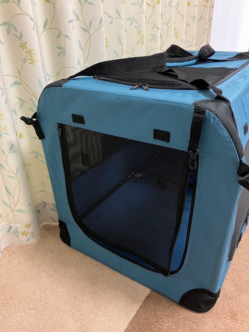Petprescoソフト折畳式犬用クレート 頑丈耐久/81x58x58/XL青