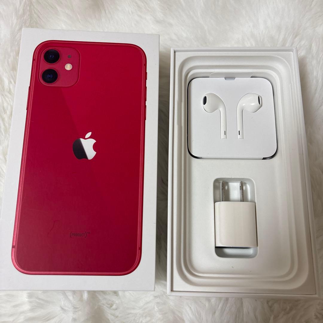 iPhone11レッドEarposlightningコネクタUSB源アダプタ付き