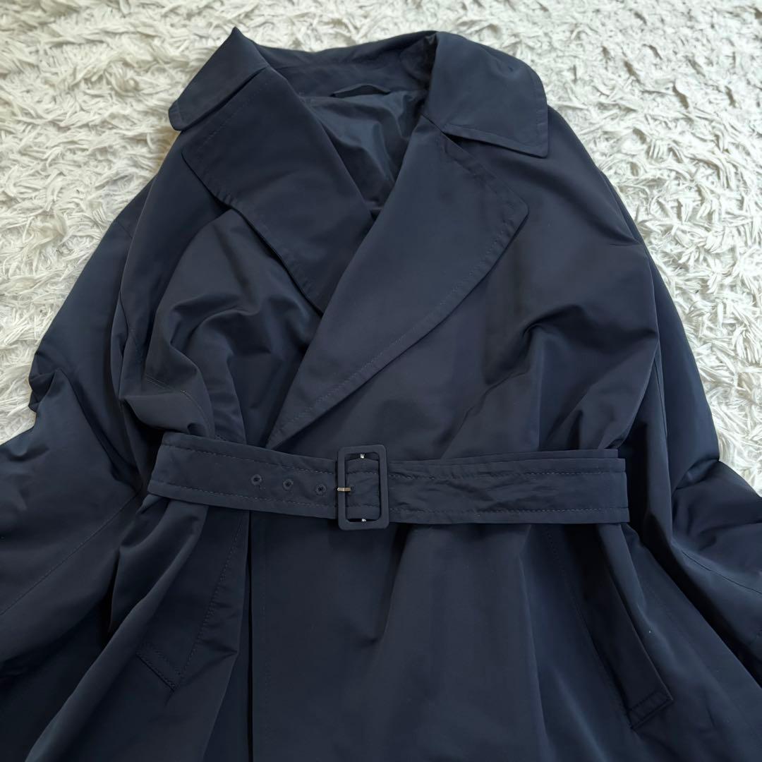 極美品★MaxMara the cubeビジュー付きネイビーガウンAラインコート