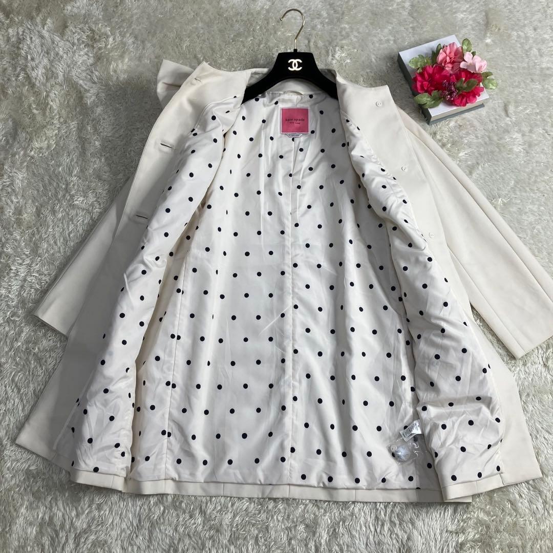極美品✨ケイトスペード　ドロシー トレンチ コート　ノーカラー　リボン　M