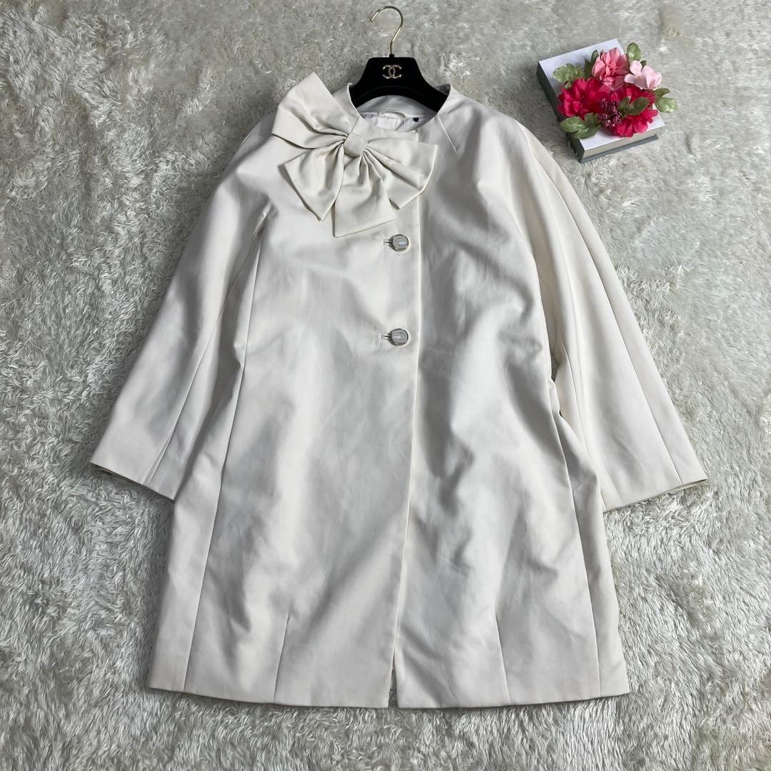 極美品✨ケイトスペード　ドロシー トレンチ コート　ノーカラー　リボン　M