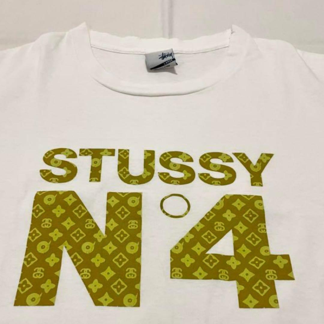 L Old Stussy モノグラム N°4 Tシャツ ホワイト