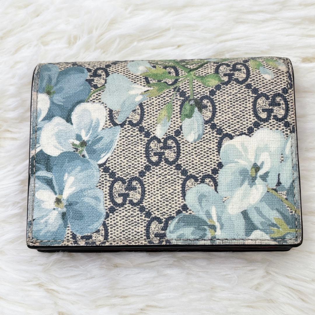 美品✨グッチ 二つ折り財布 ブルームス スプリーム ライトブルー