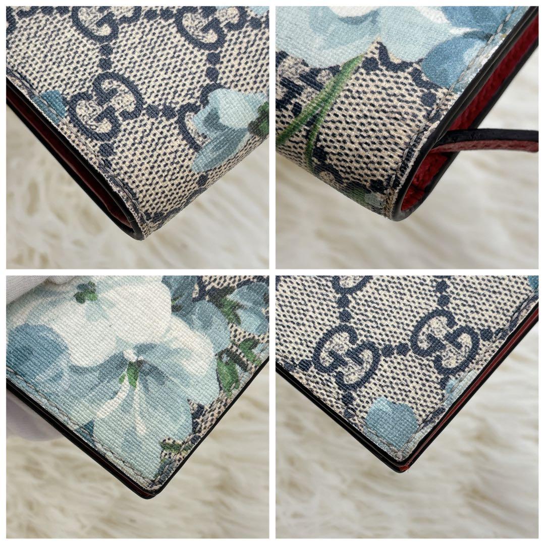 美品✨グッチ 二つ折り財布 ブルームス スプリーム ライトブルー
