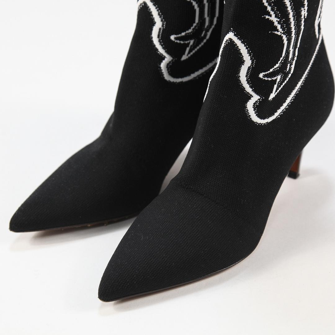美品 Dior 2018年クルーズ ジャガードニット ウエスタンブーツ 39