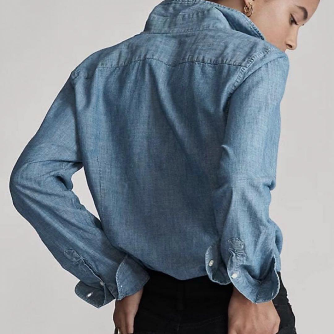 美品　ポロラルフローレン　デニムブルー　ダンガリーシャツ　ライトブルー　M