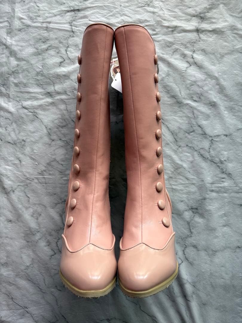 【超希少・LL】新品 くる実 ボタンミドルブーツ 桜ピンク ノエルドメモワール