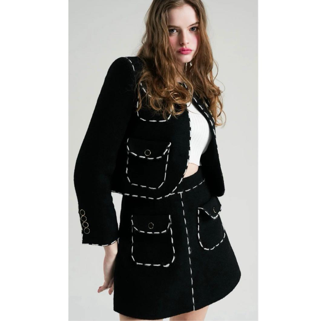sheller stitch tweed jacket black 新品未使用