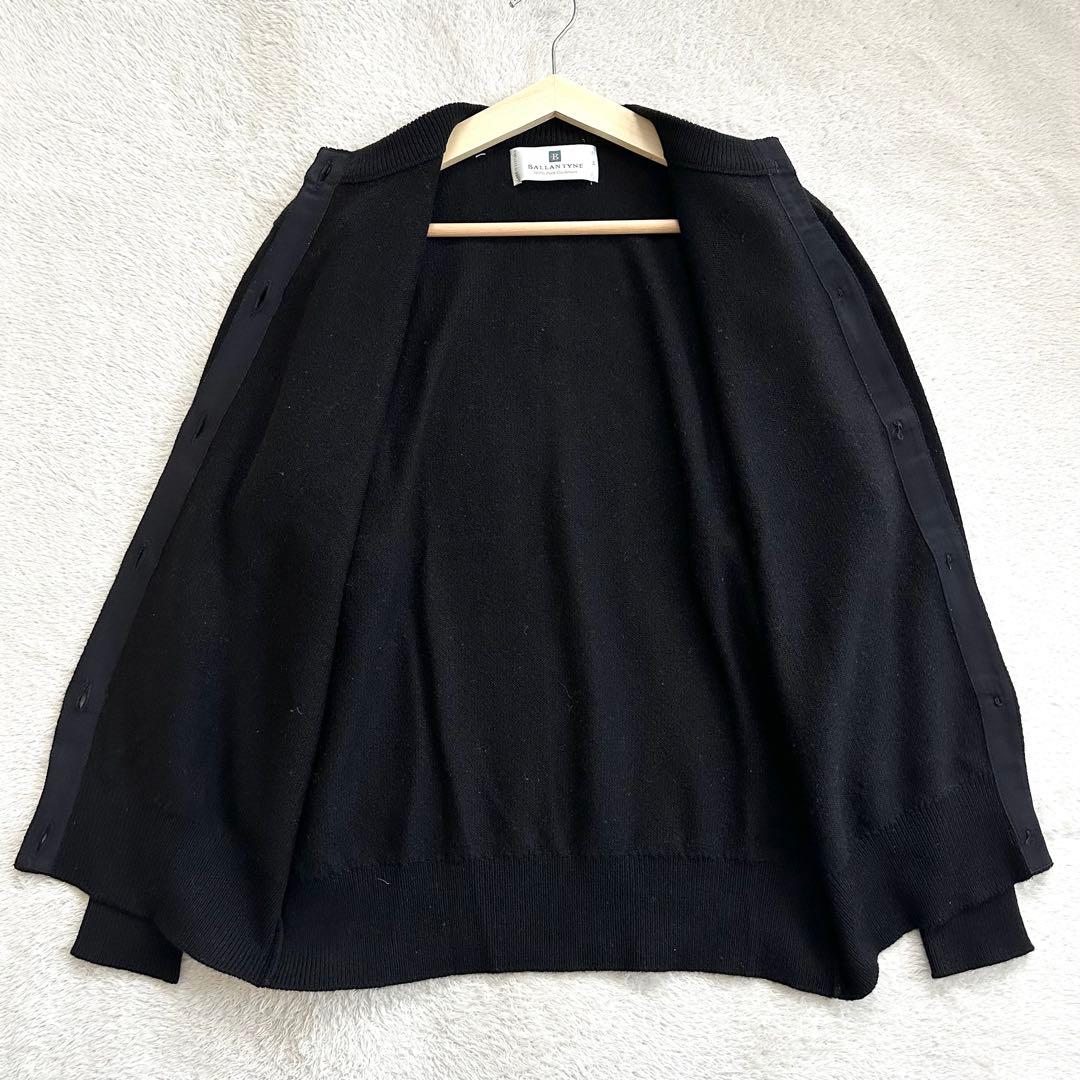 美品 バランタイン カシミヤ100 金ボタン カーディガン 42 ブラック