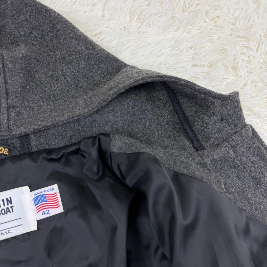 極美品 米国製 XL Schott U.S.711N ダッフルコート ウール 灰