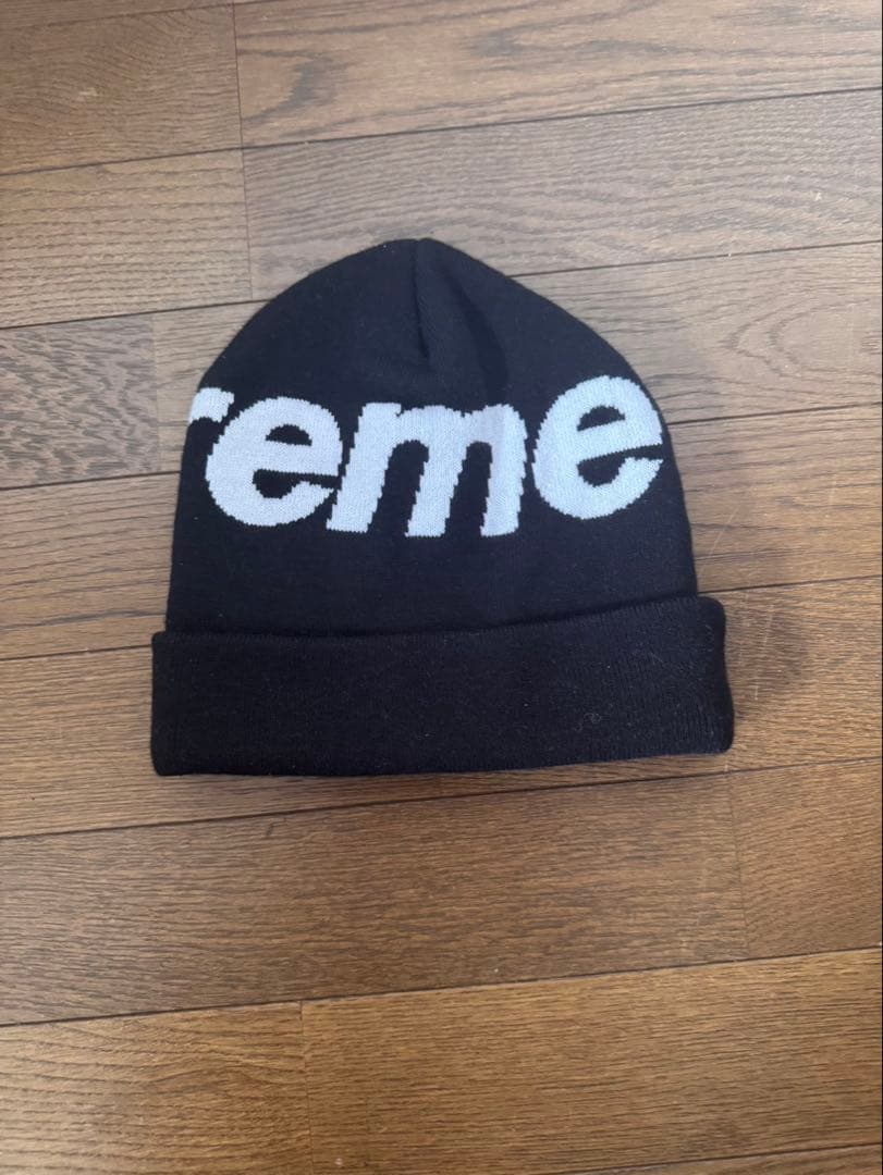 再出品値下げ中‼️Supreme ニット帽 ブラック　ビニー