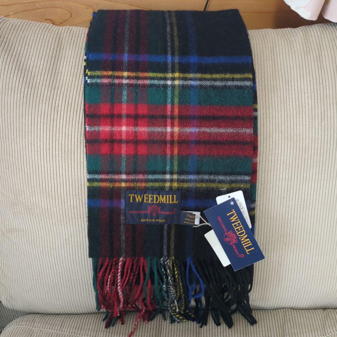 TWEEDMILL タータンチェック マフラーブラック