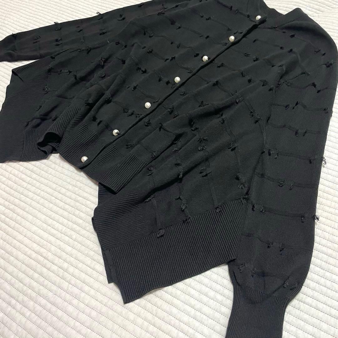 sono ムショワール2WAYニットカーディガン　パールボタン　プチリボン　上品