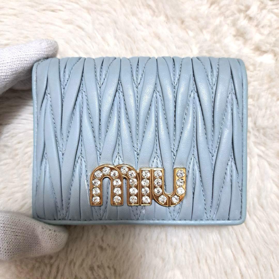 ✨美品　付属品完備✨ミュウミュウ　二つ折り　マテラッセ　クリスタル　ビジュー