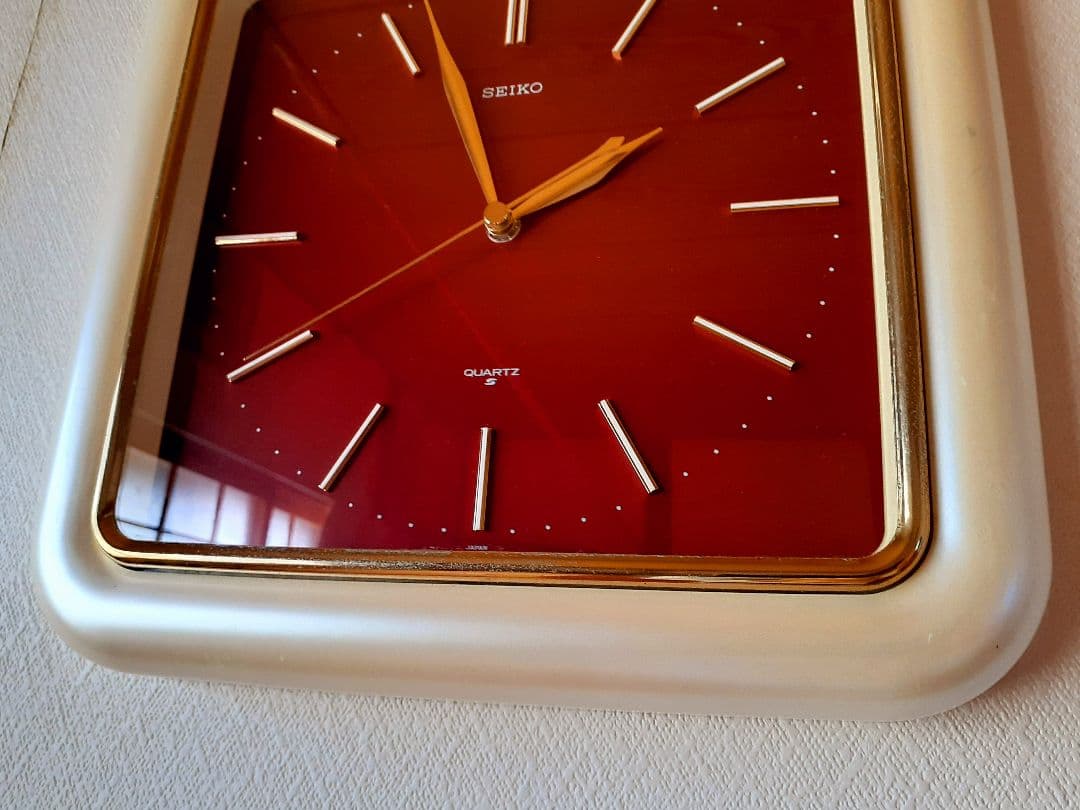 70's　SEIKO　掛け時計　ミッドセンチュリー　ビンテージ　ワインレッド
