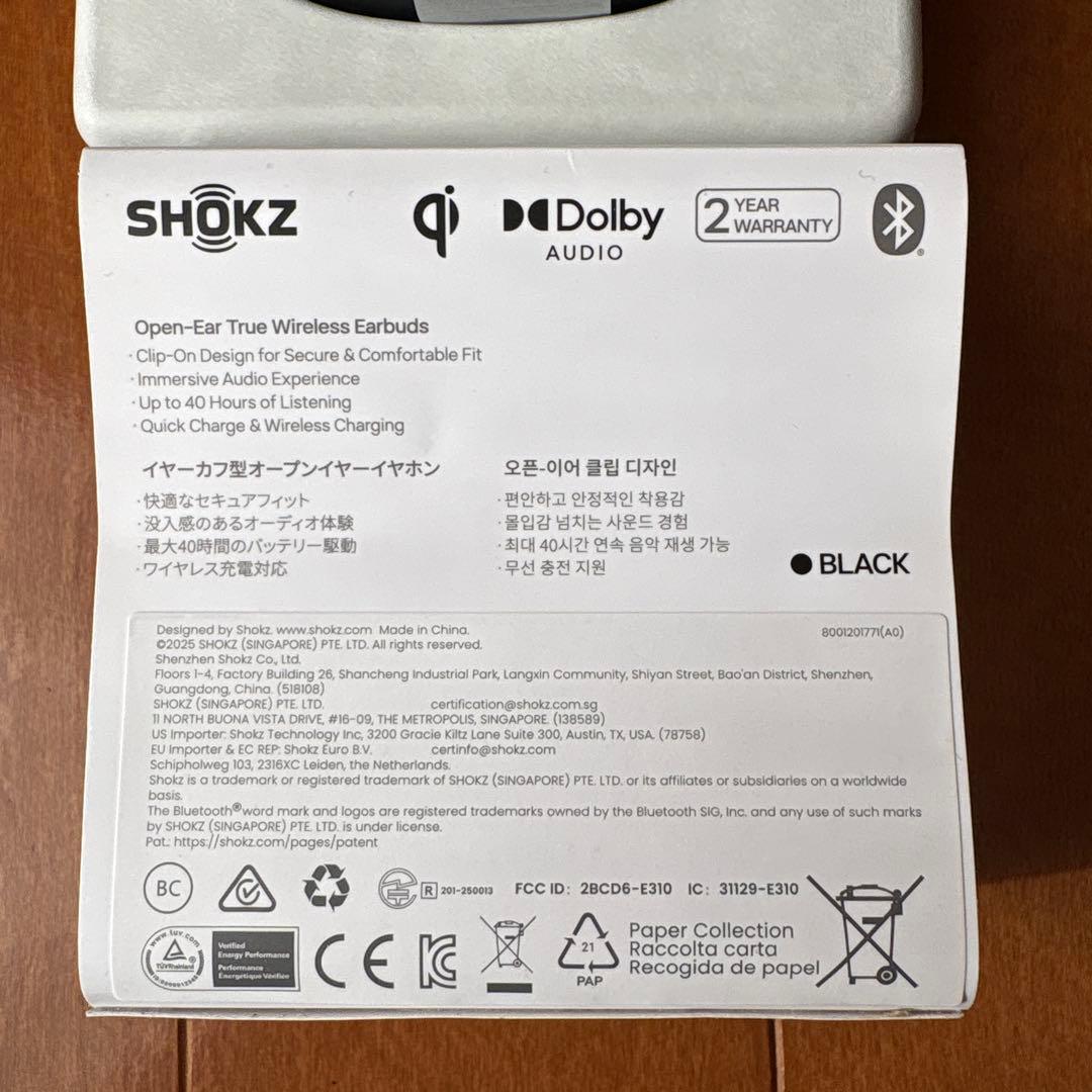 SHOKZ OPENDOTS ONE ブラック ワイヤレスイヤホン