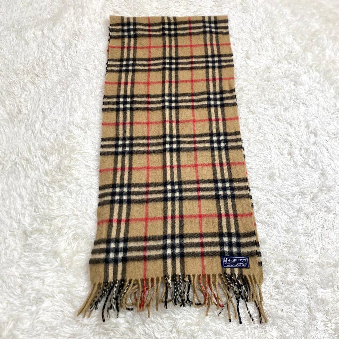 Burberry カシミヤ100% ノバチェック マフラー　フリンジ　ベージュ