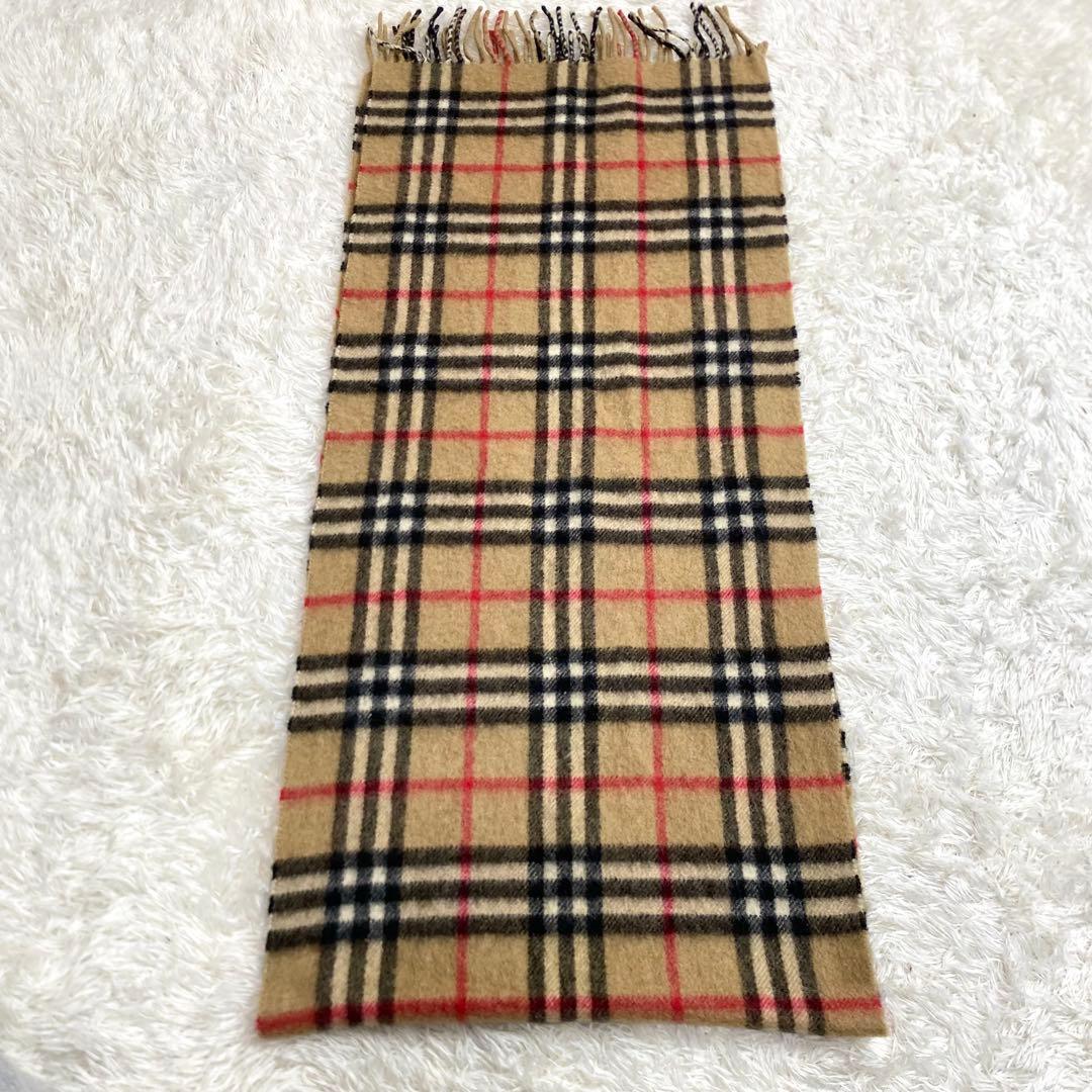 Burberry カシミヤ100% ノバチェック マフラー　フリンジ　ベージュ
