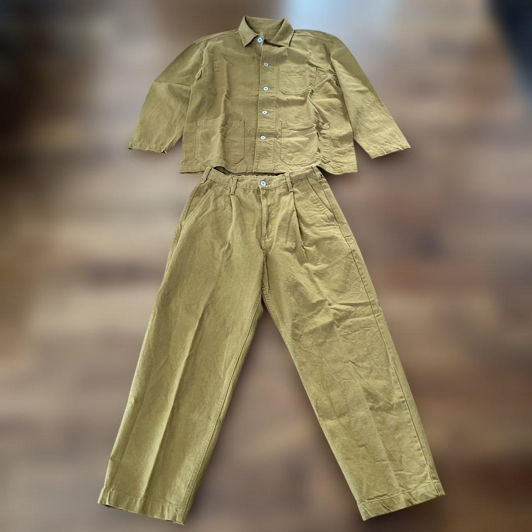 新品 洗濯済 無印良品 セットアップ ブラウン カバーオールとパンツ Lサイズ