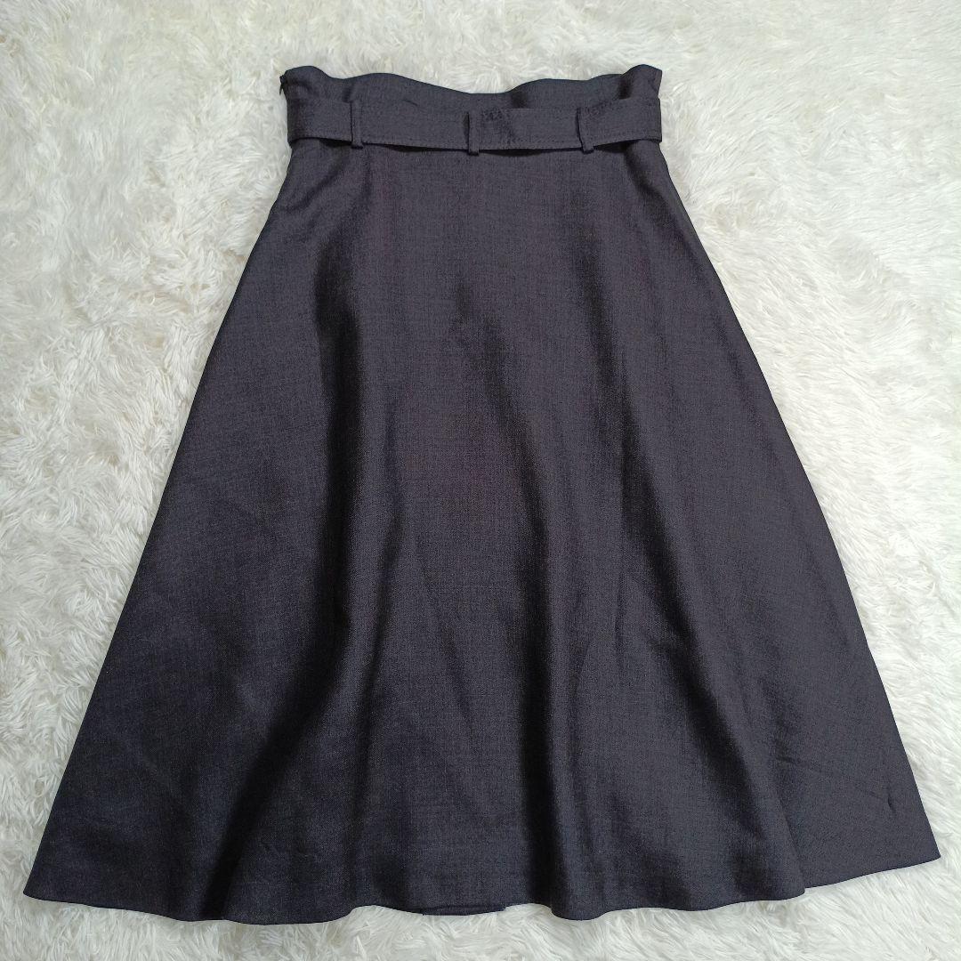 美品✨フォクシー現行　ロングスカート　モダンスティッチ　40　チャコール　ベルト