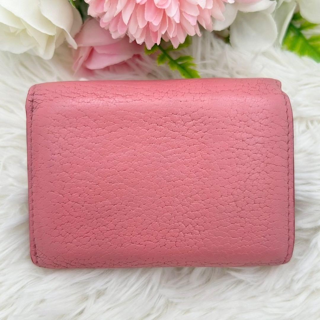 美品✨ミュウミュウ ラブレター マドラス ハート 三つ折り財布 コーラルピンク