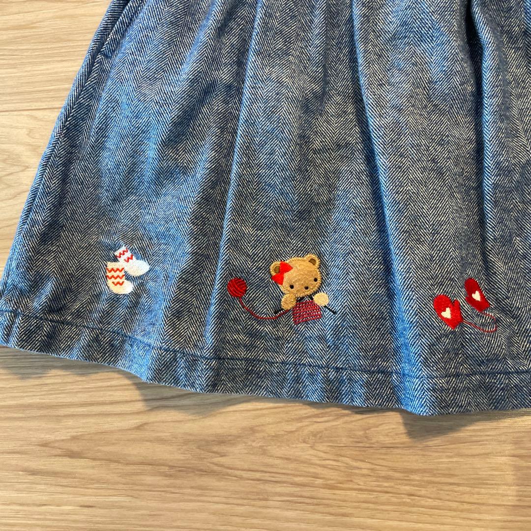 ファミリア　デニム風　ジャンパースカート