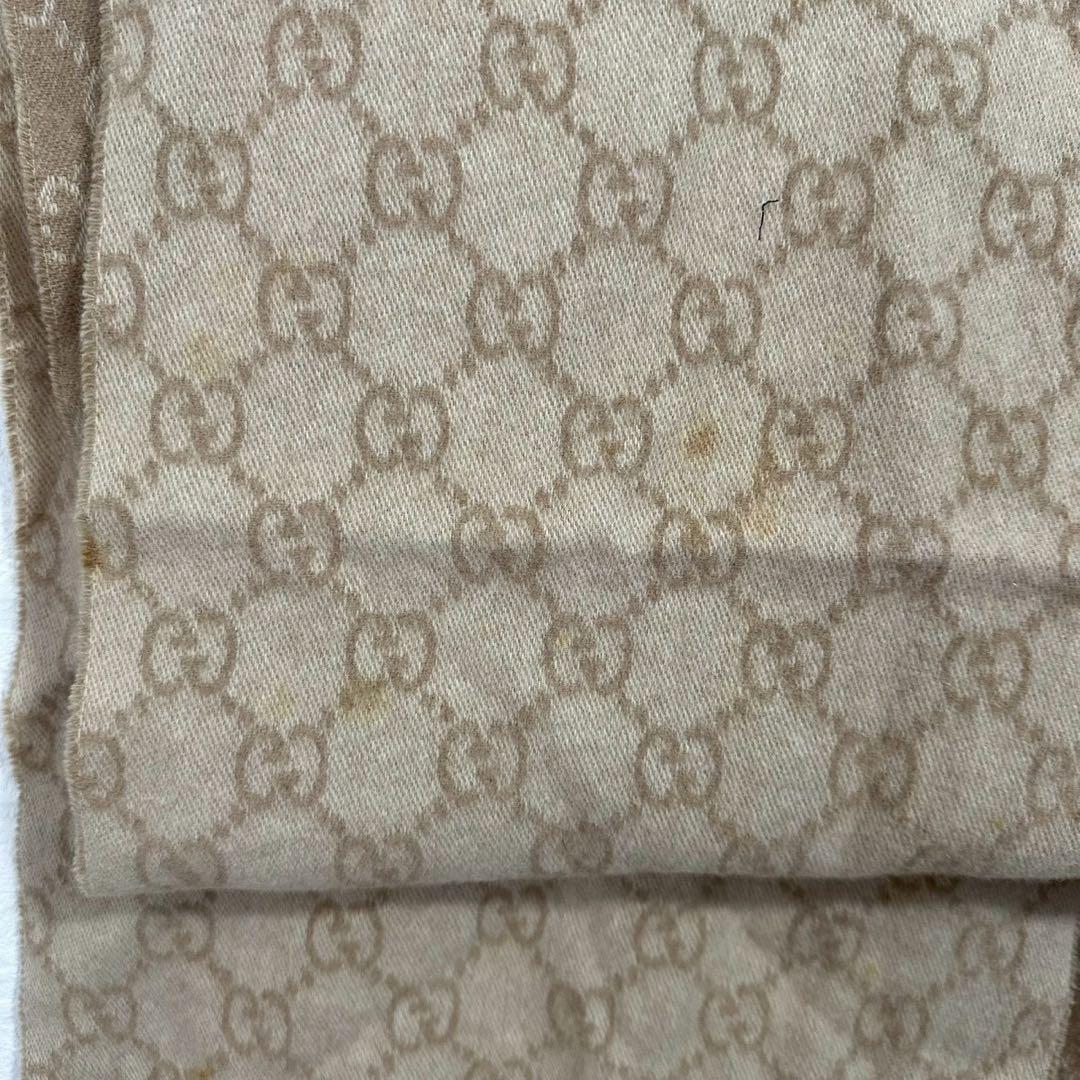 GUCCI リバーシブル　ベージュ ブラウン　GGロゴマフラー　カシミヤ100%
