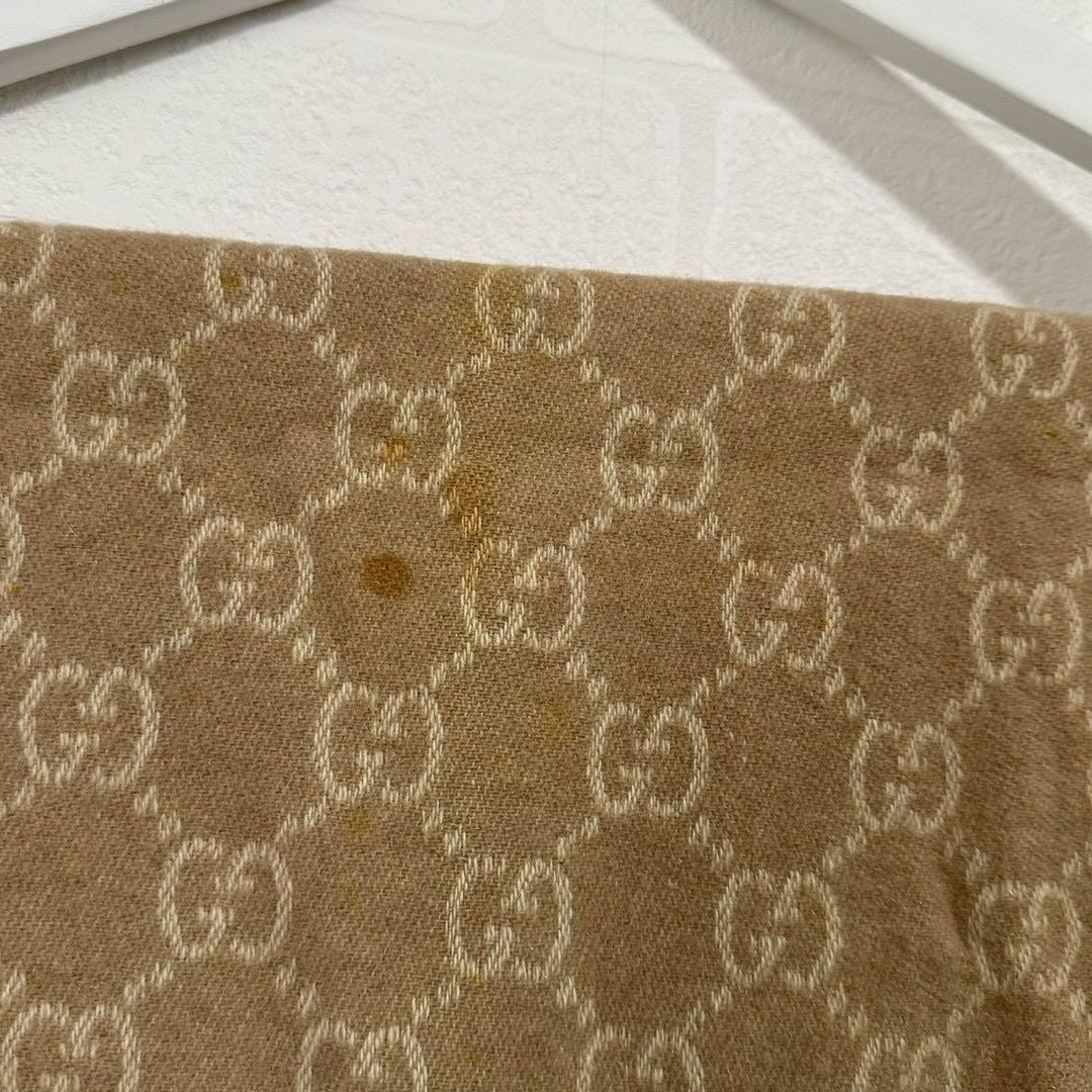 GUCCI リバーシブル　ベージュ ブラウン　GGロゴマフラー　カシミヤ100%