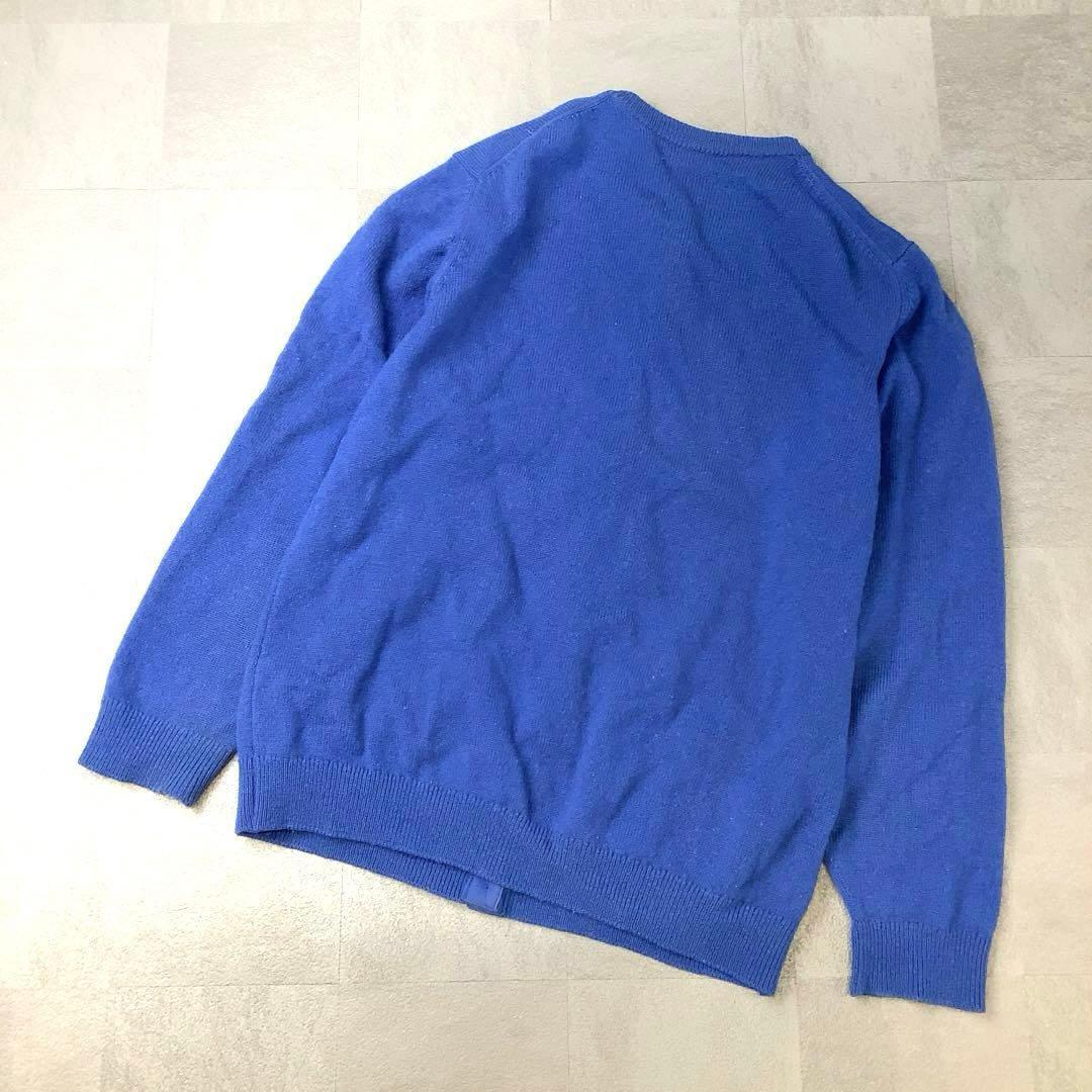 90‘s BURBERRY イギリス製 ウール ニット カーディガン ブルー系