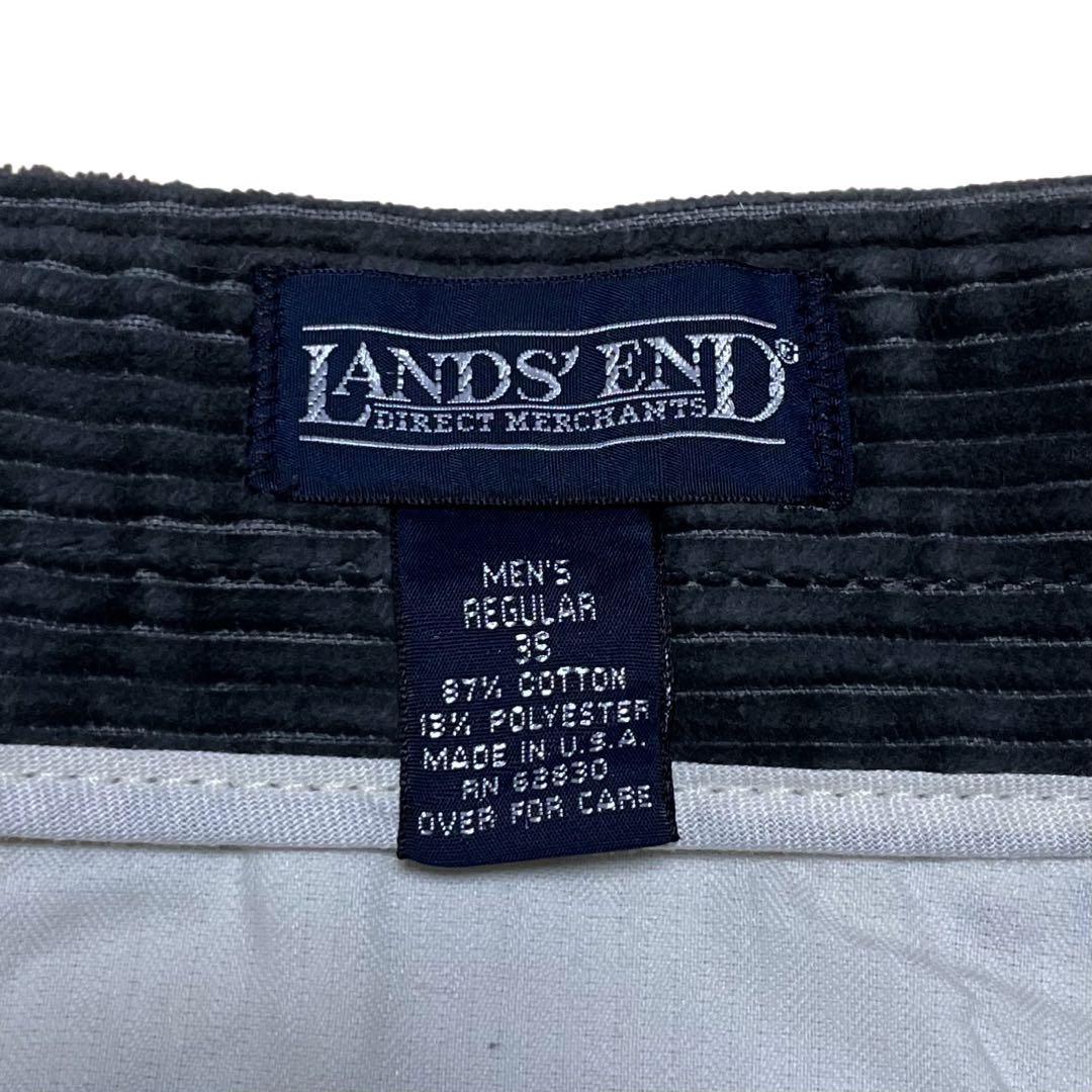 LANDS' END USA製 コーデュロイパンツ 2タック グレー 太畝