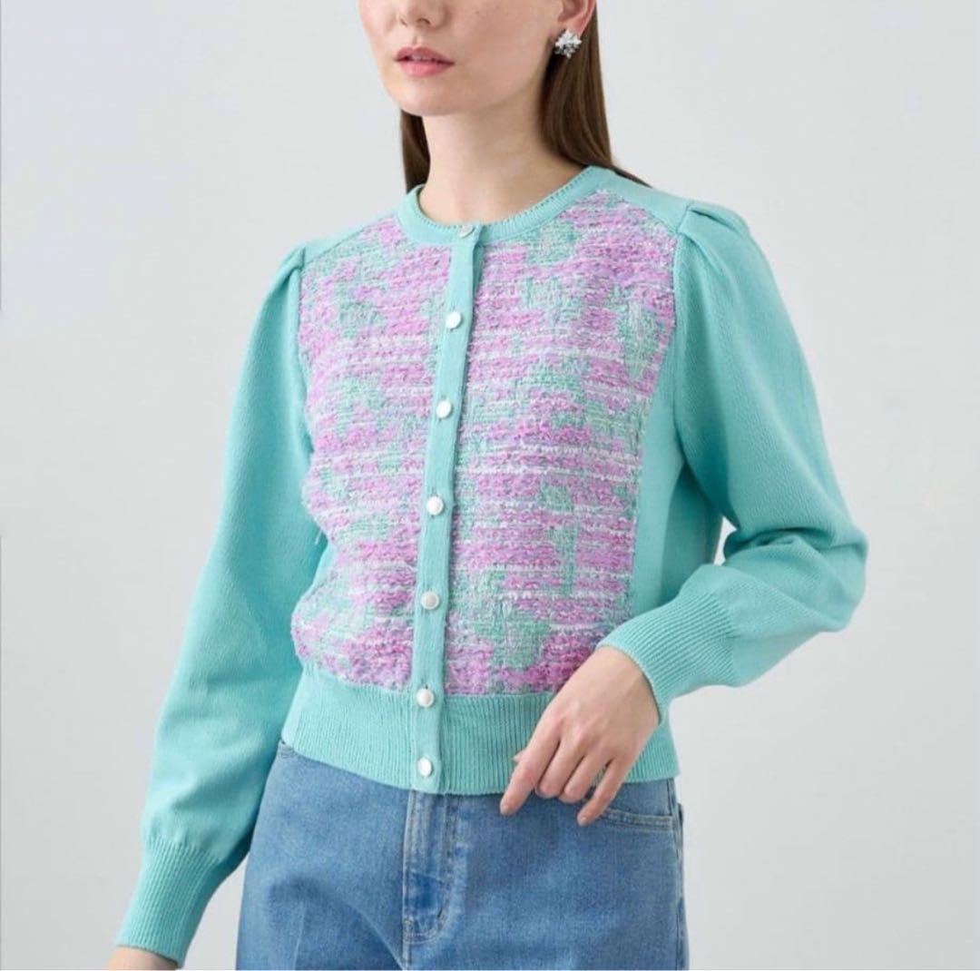 24SS✨️ANAYI ツイードドッキングジャケット カーディガン シルク混 M