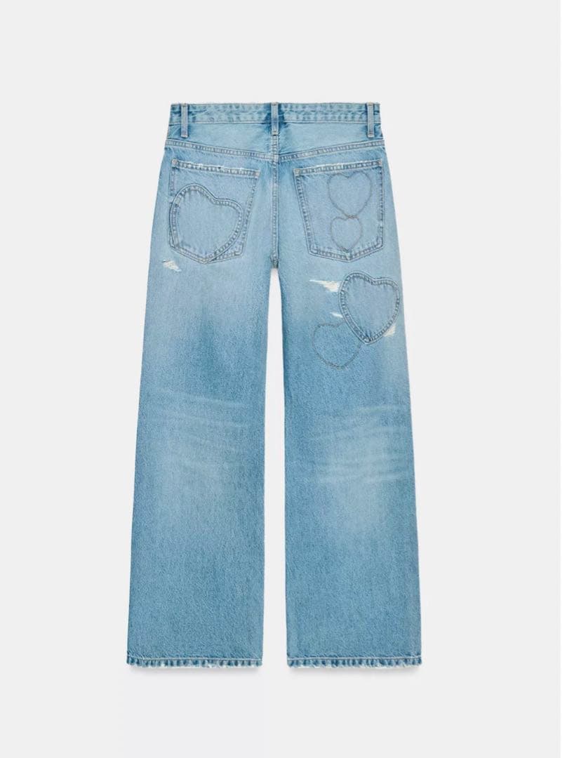 ZARA ハートモチーフボーイフレンドミッドライズデニム　40