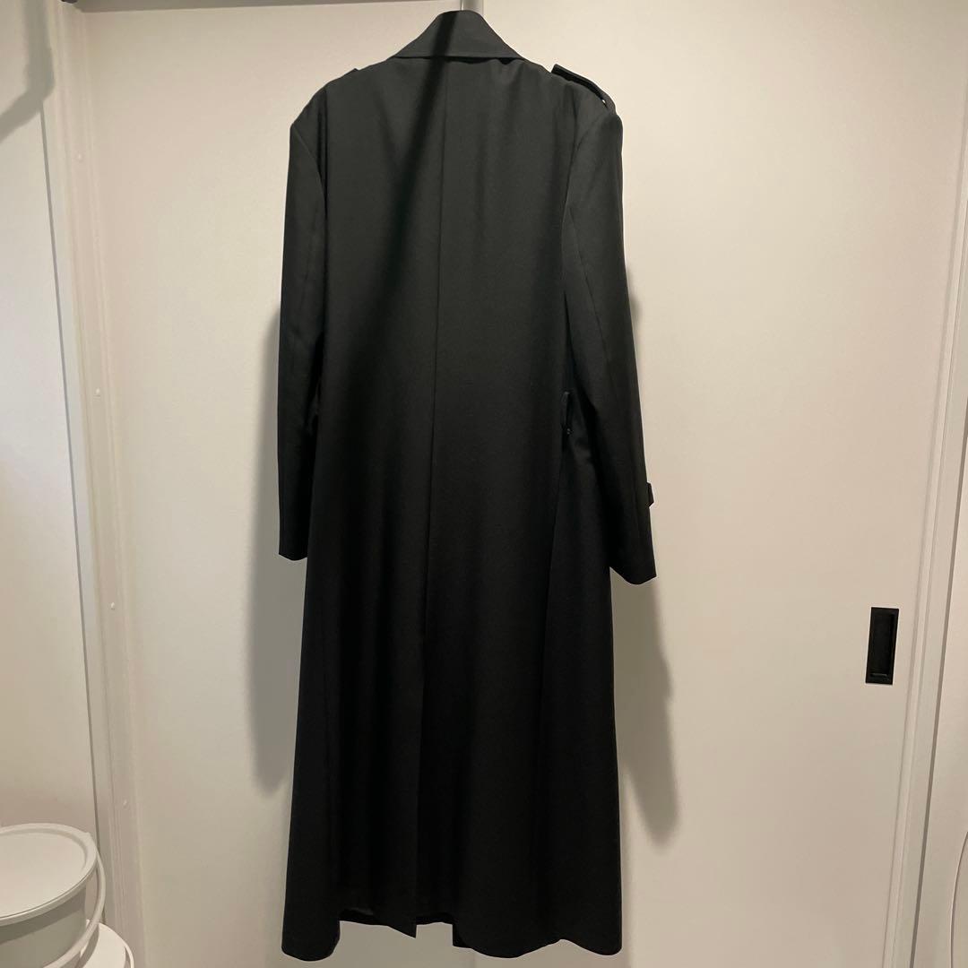 上野屋　ブラックトレンチコート ダブルブレスト