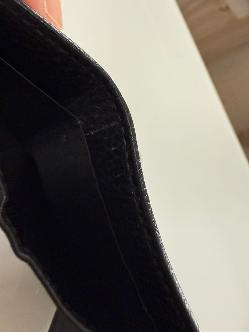 GUCCIグッチ 三つ折りミニ財布 GGマーモント レザー 黒