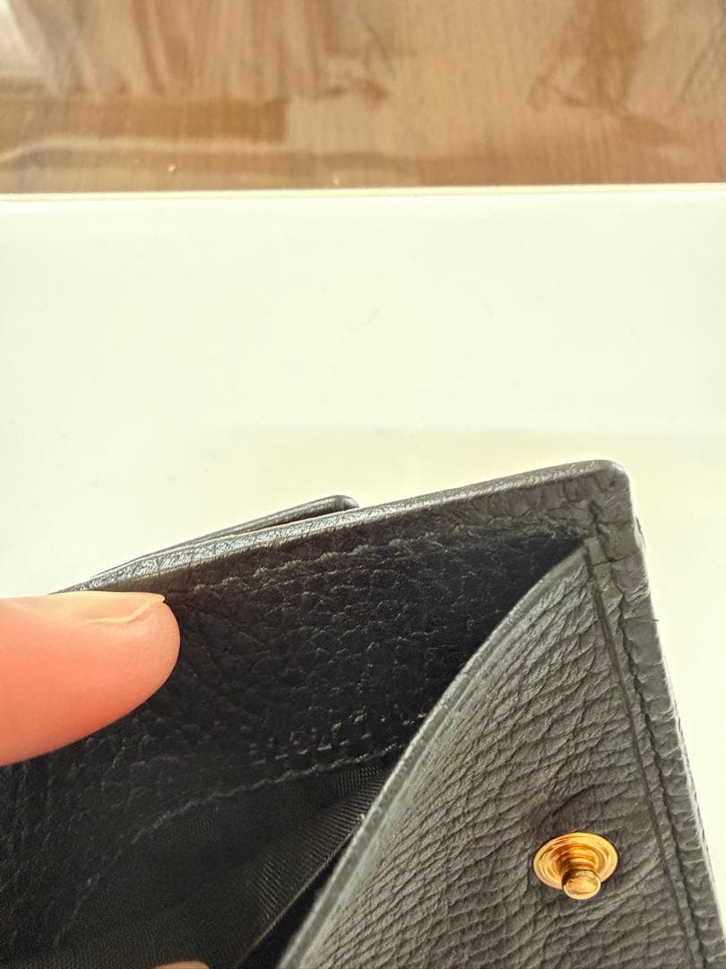 GUCCIグッチ 三つ折りミニ財布 GGマーモント レザー 黒