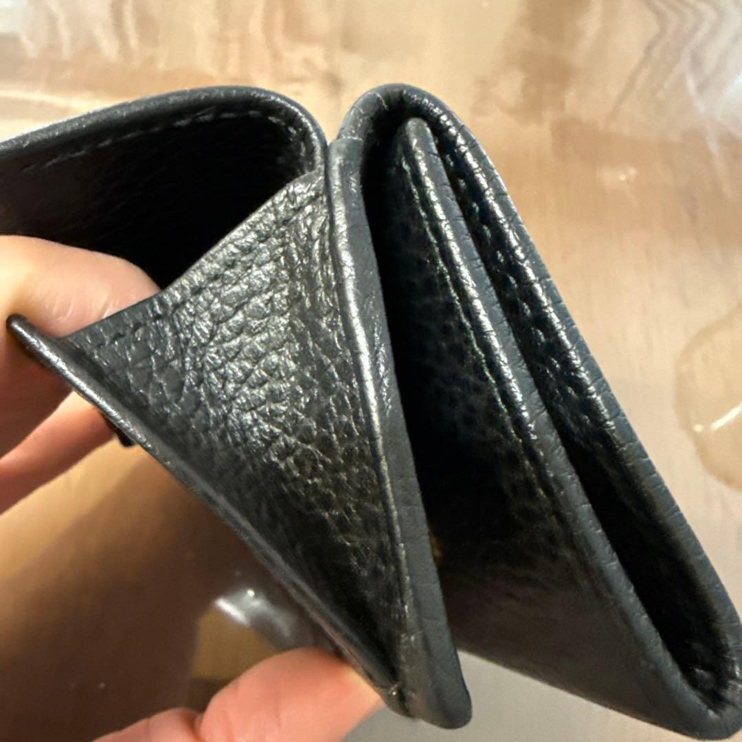 GUCCIグッチ 三つ折りミニ財布 GGマーモント レザー 黒