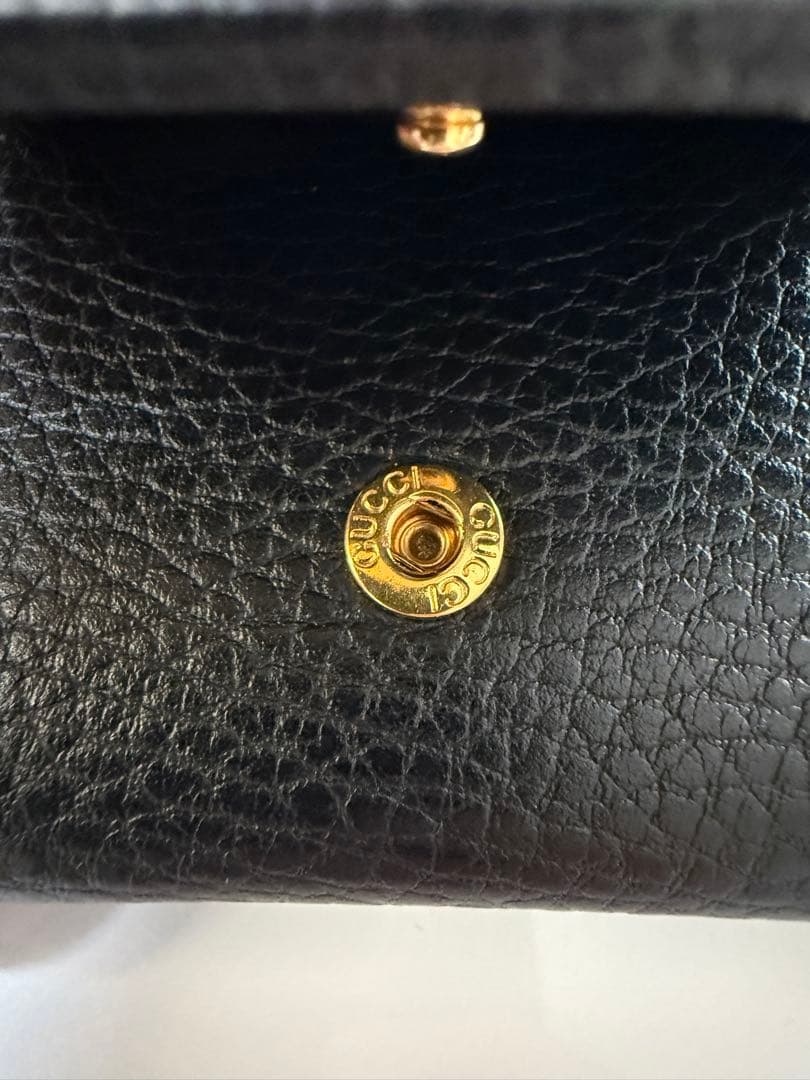 GUCCIグッチ 三つ折りミニ財布 GGマーモント レザー 黒
