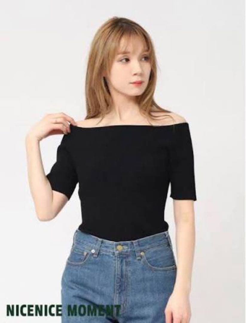 【NICENICE MOMENT】　新品同様　カップ付き半袖カットソー ブラック