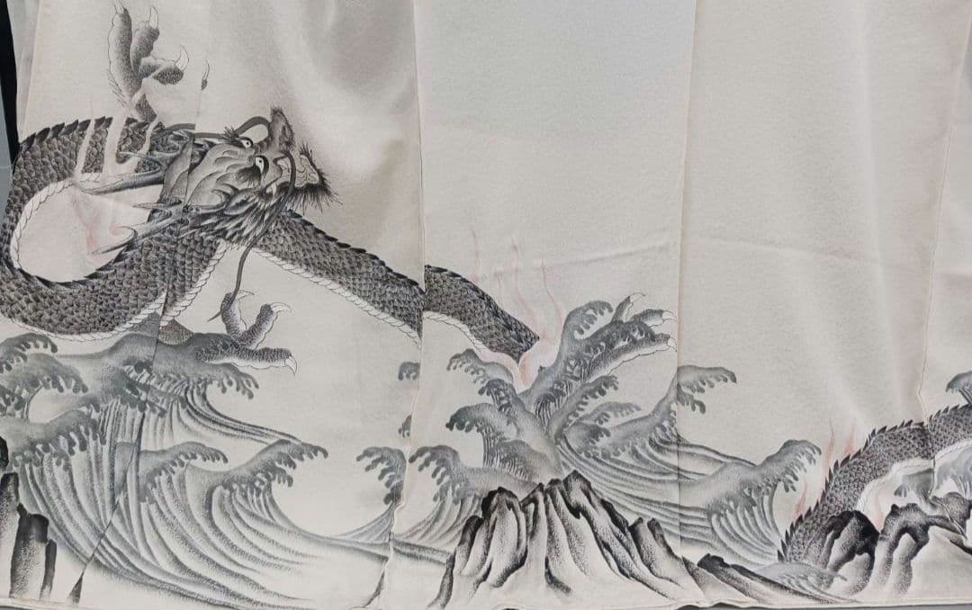 ★お値下げ★振袖 訪問着白地 龍 手描き 銀糸 新品未仕立て