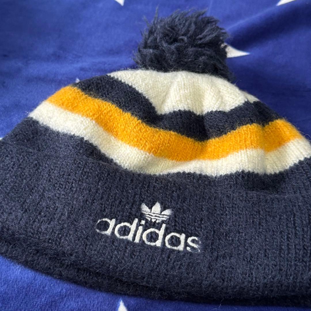 90s OLD adidas ビンテージ アーカイブ ニット帽 黒タグ ロゴ