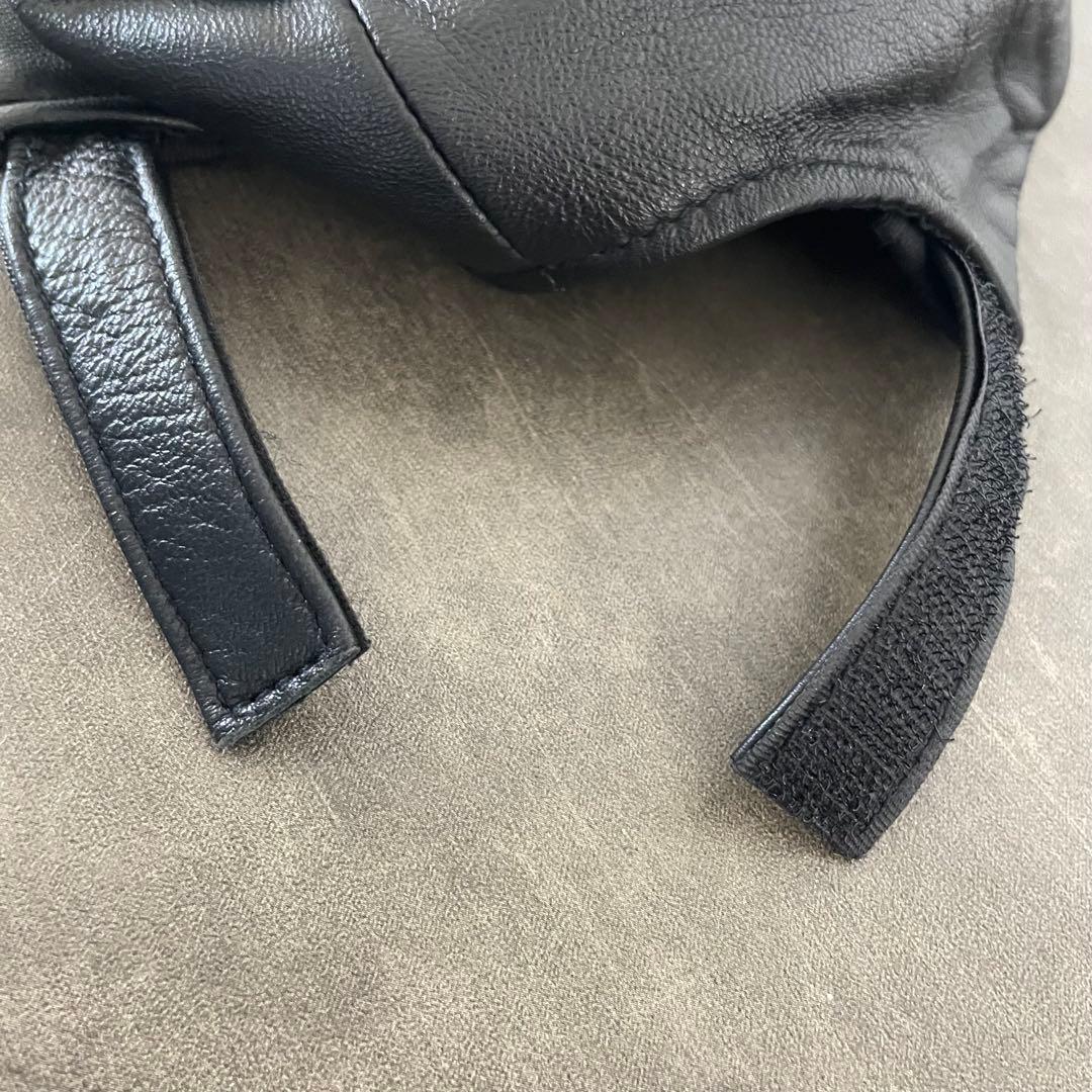 Schott レザーキャップ ブラック 本革 帽子 ショット 黒　オールレザー