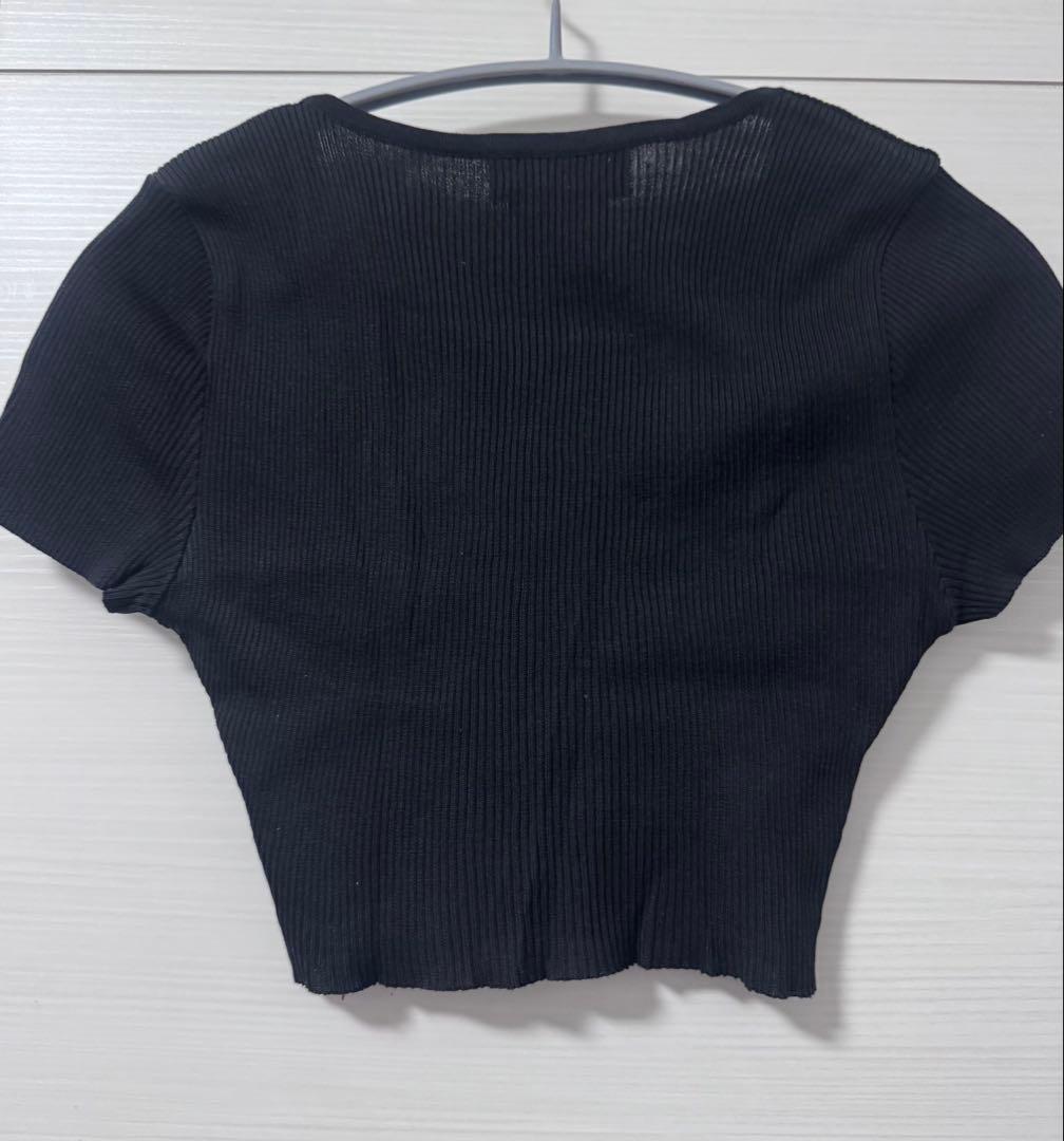 CHANEL　クロップドニット　半袖　黒　36
