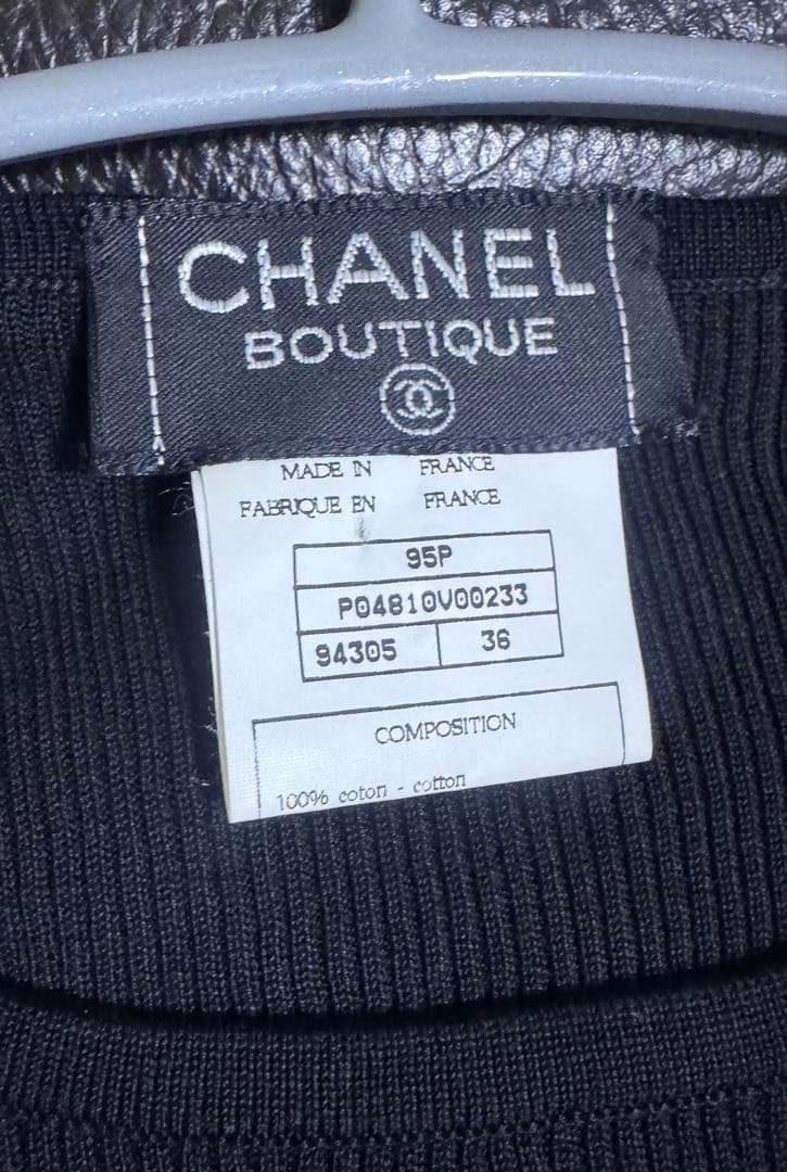 CHANEL　クロップドニット　半袖　黒　36