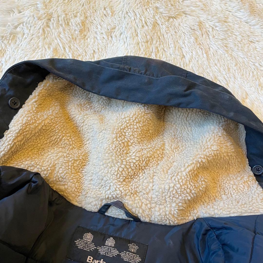 Barbour ネイビー ボアフード付き 中綿 モッズコート Lサイズ