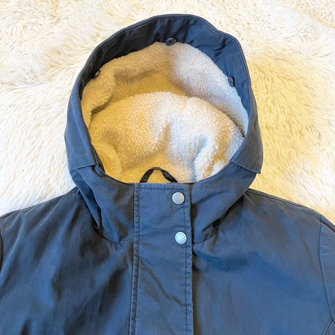 Barbour ネイビー ボアフード付き 中綿 モッズコート Lサイズ