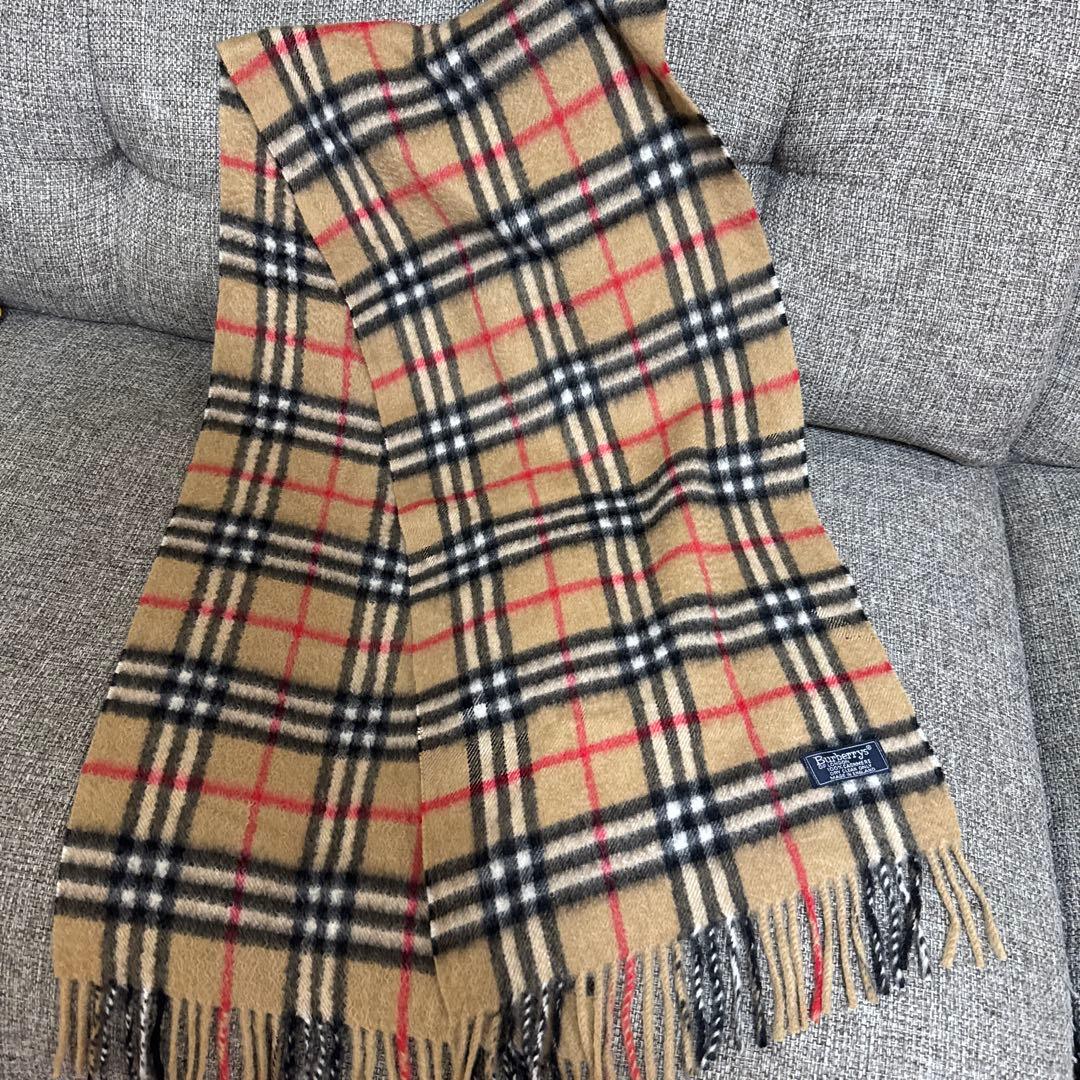 カシミヤ100%Burberry's ベージュ チェック柄 マフラー