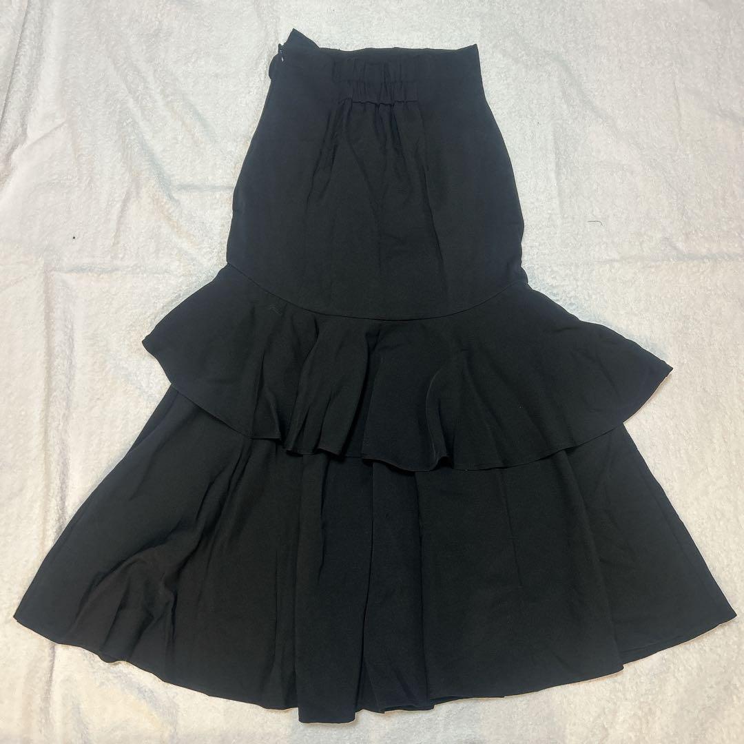 rienda リエンダ ダブルフリルスリットスコートショートパンツ ブラック 黒